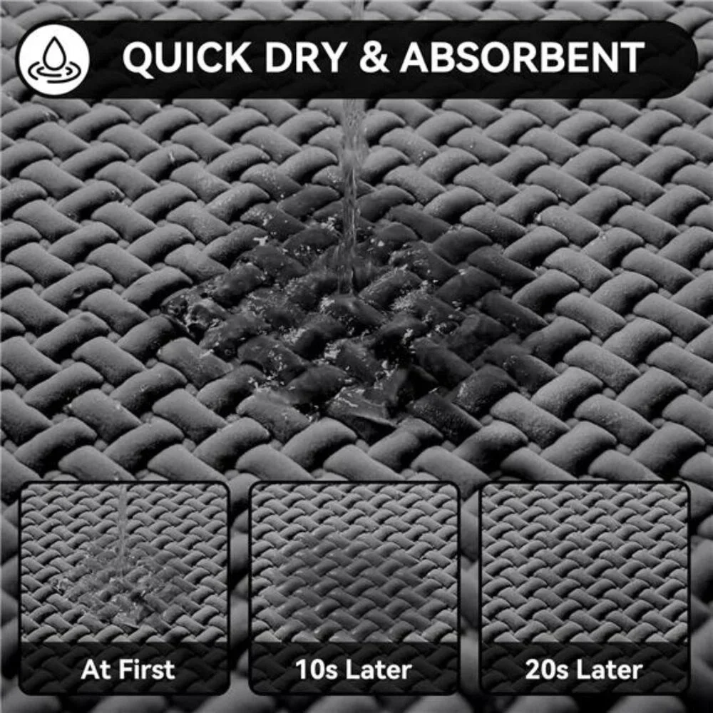 Non Slip Bath Mat Super Absorbent Quick Dry Foam Bathroom Rug Washable 16x24